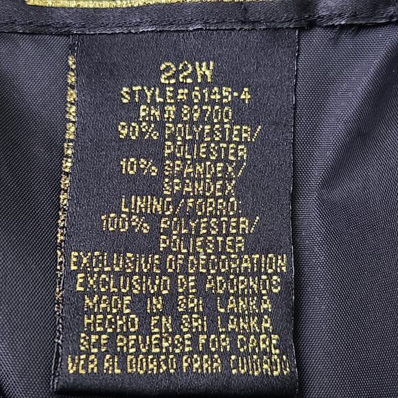 RK Evening Womens Black Metallic Gold Velvet Button Jacket SZ 22W Whimsigoth VTG - Picture 10 of 11